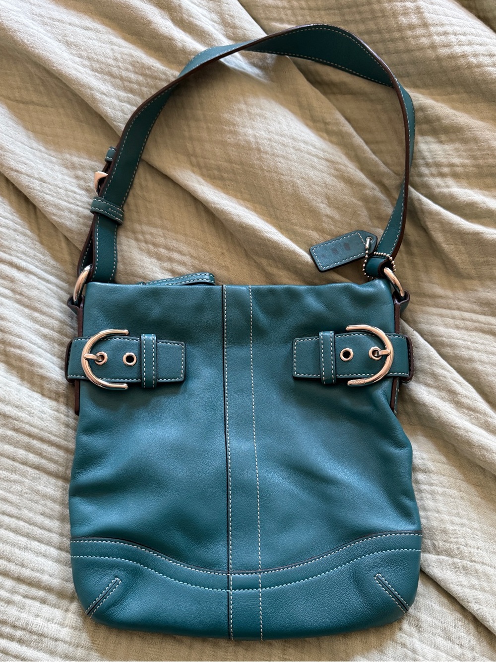 Teal Leather Coach purse Y2K